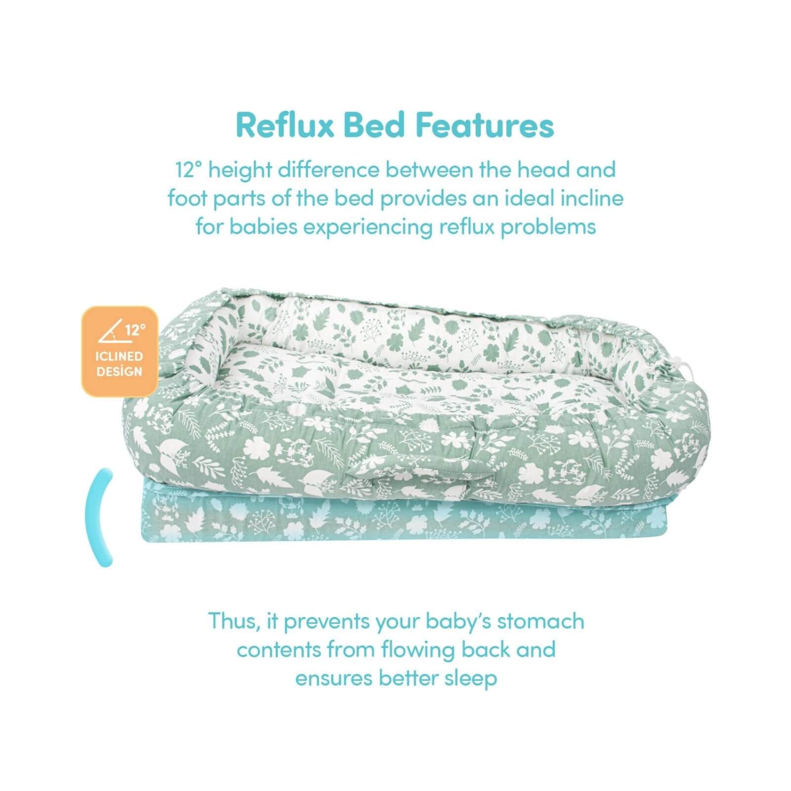 baby plus Mother Side Baby Reflux Bed - Green - mezetto