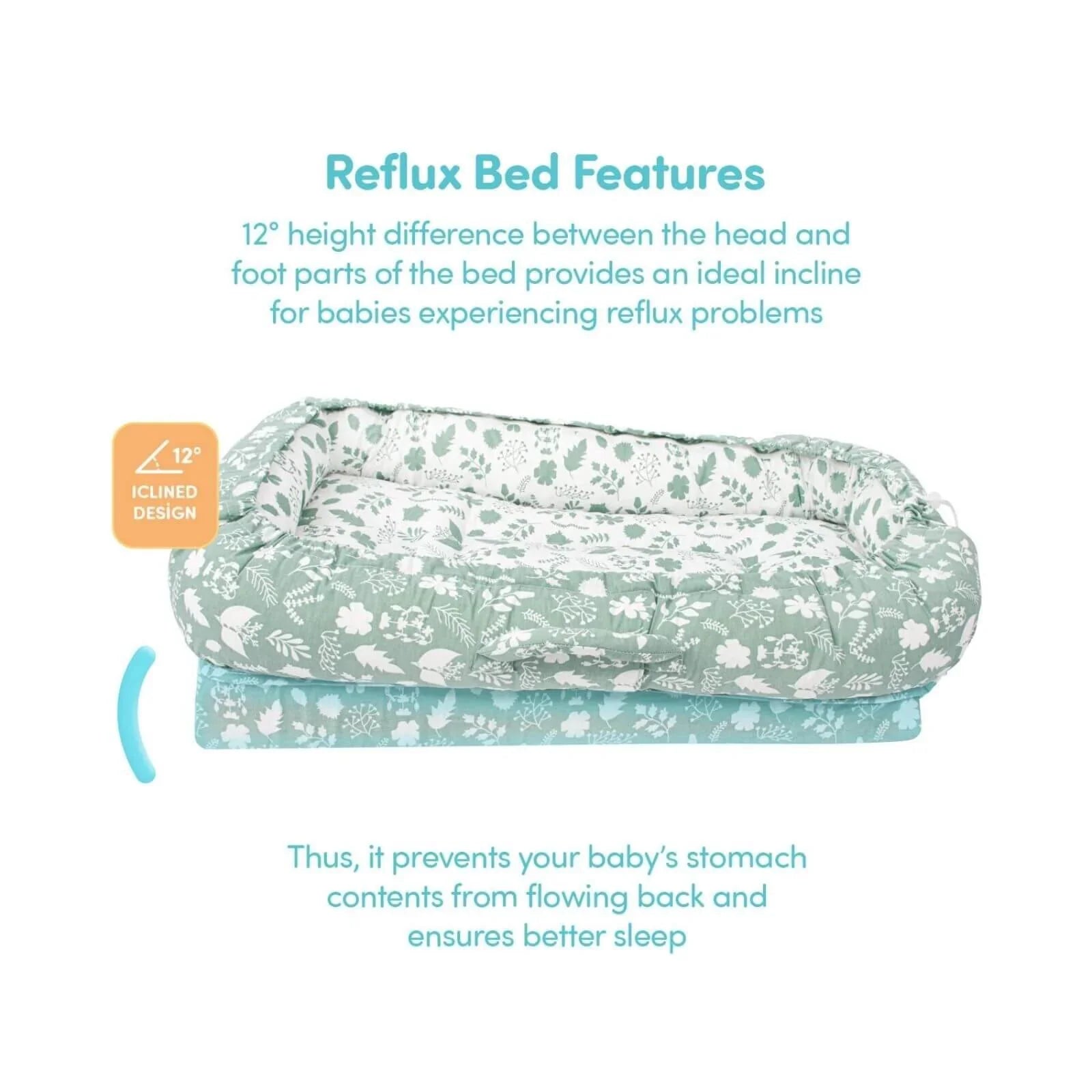 baby plus Mother Side Baby Reflux Bed - Green - mezetto
