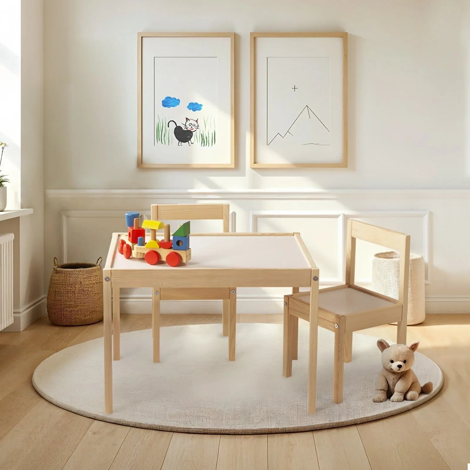 baby toys Montessori Wooden Table & Chair Set - mezetto