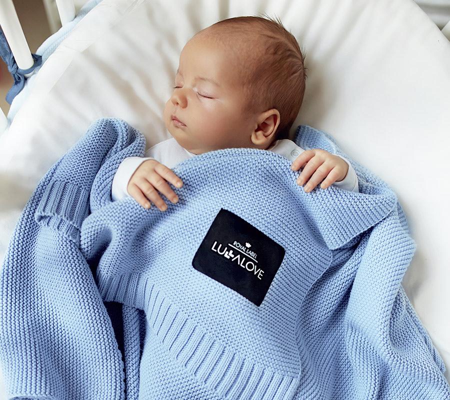 Bamboo baby blanket - Baby blue - classic knit