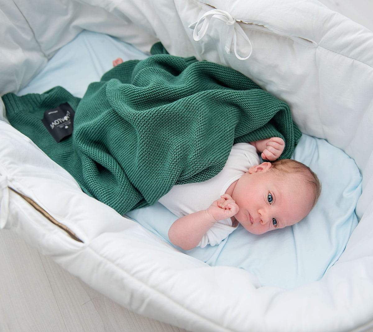 Bamboo baby blanket - Bottle green - Classic knit