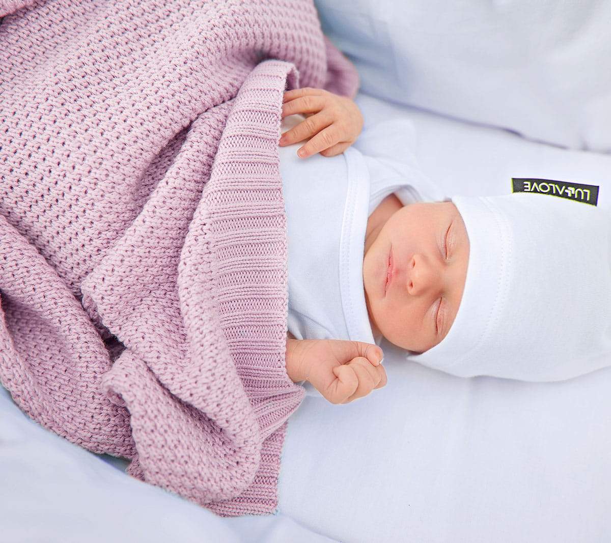 Bamboo baby blanket - Powder pink - Macaroon knit