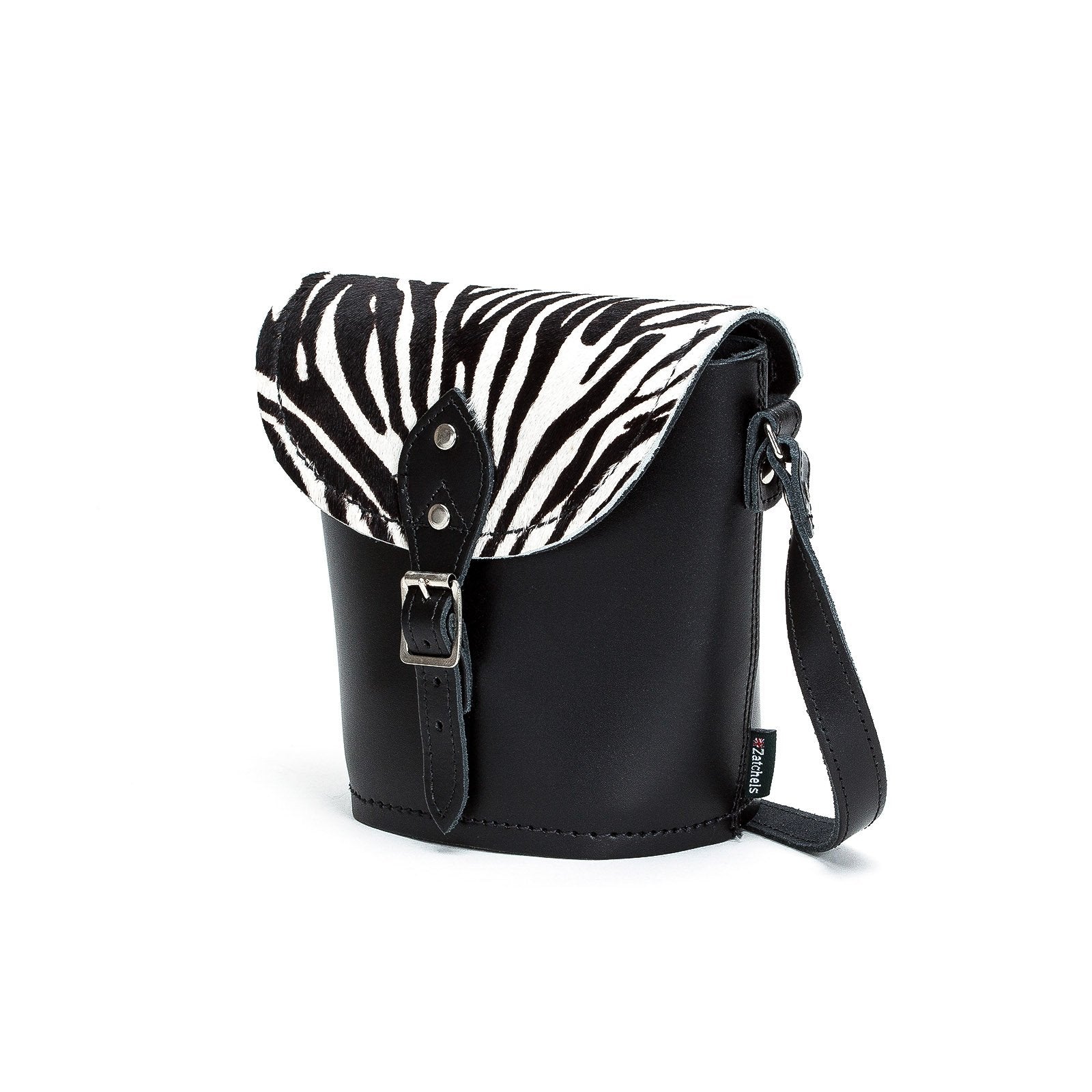 Handmade Leather Barrel Bag - Zebra-1