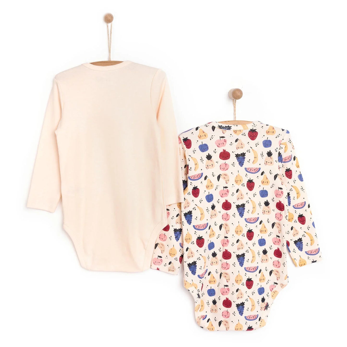 HelloBaby Girl 2-Pack Long Sleeve Bodysuit - Ecru