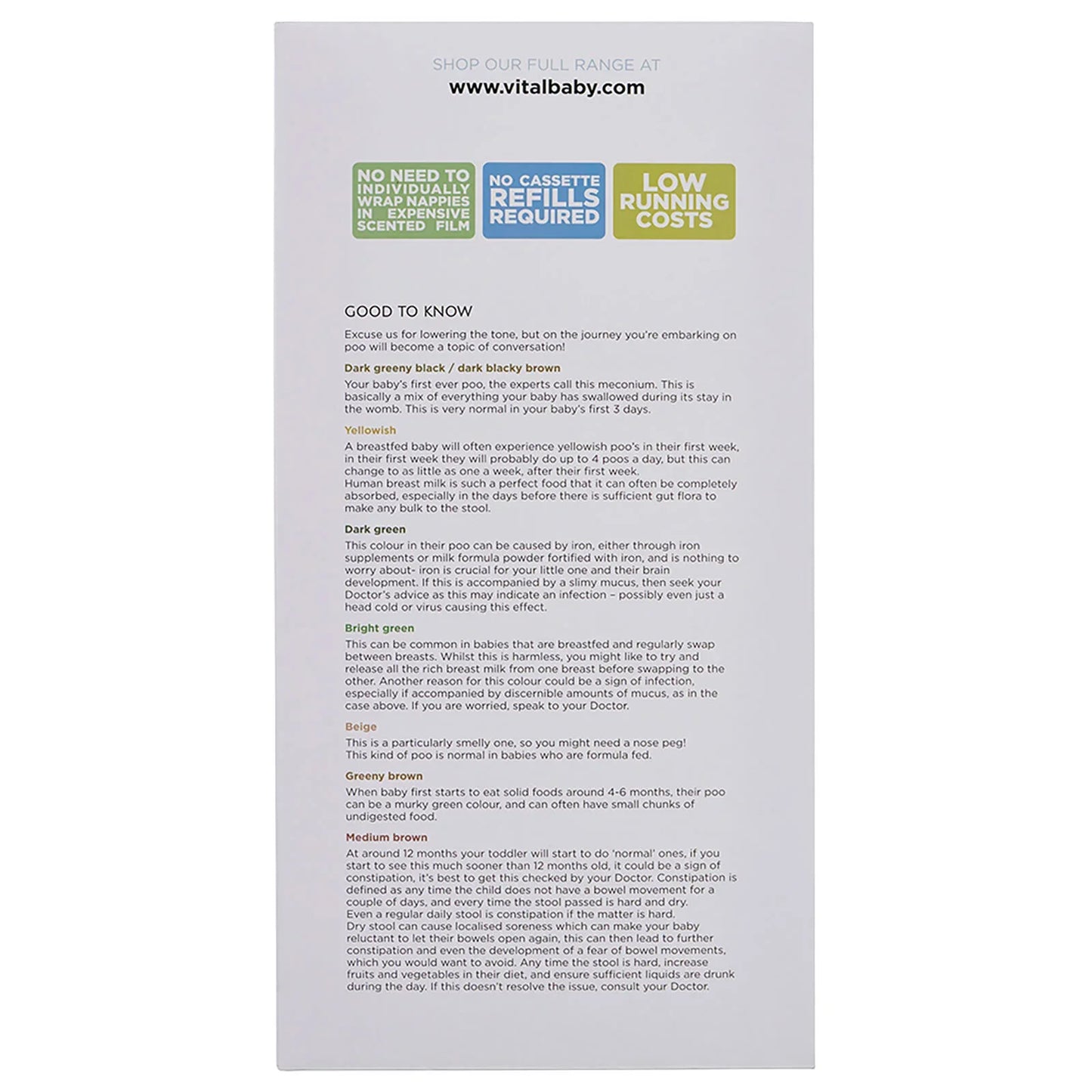 Vital Baby Hygiene Odour-Trap Nappy Disposal System