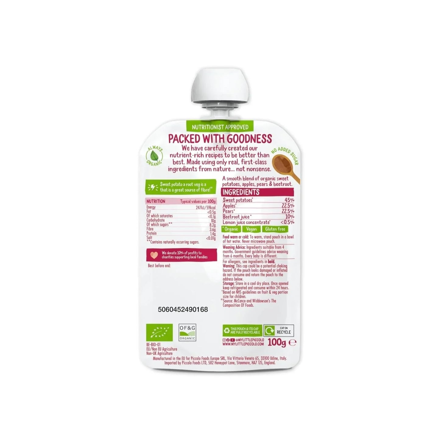 Piccolo Sweet Potato Beetroot Apple & Pear 4+ months 100g