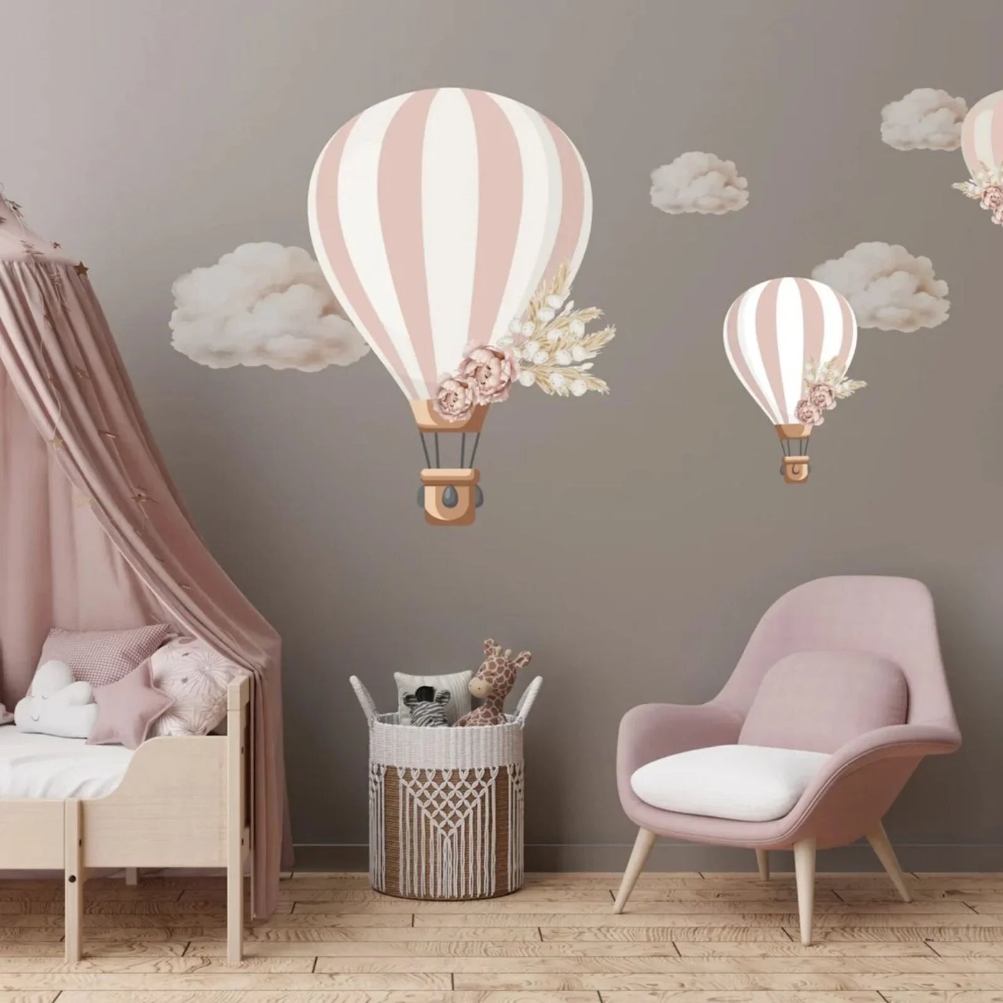 Live Vida Floral Hot Air Balloon Wall Stickers