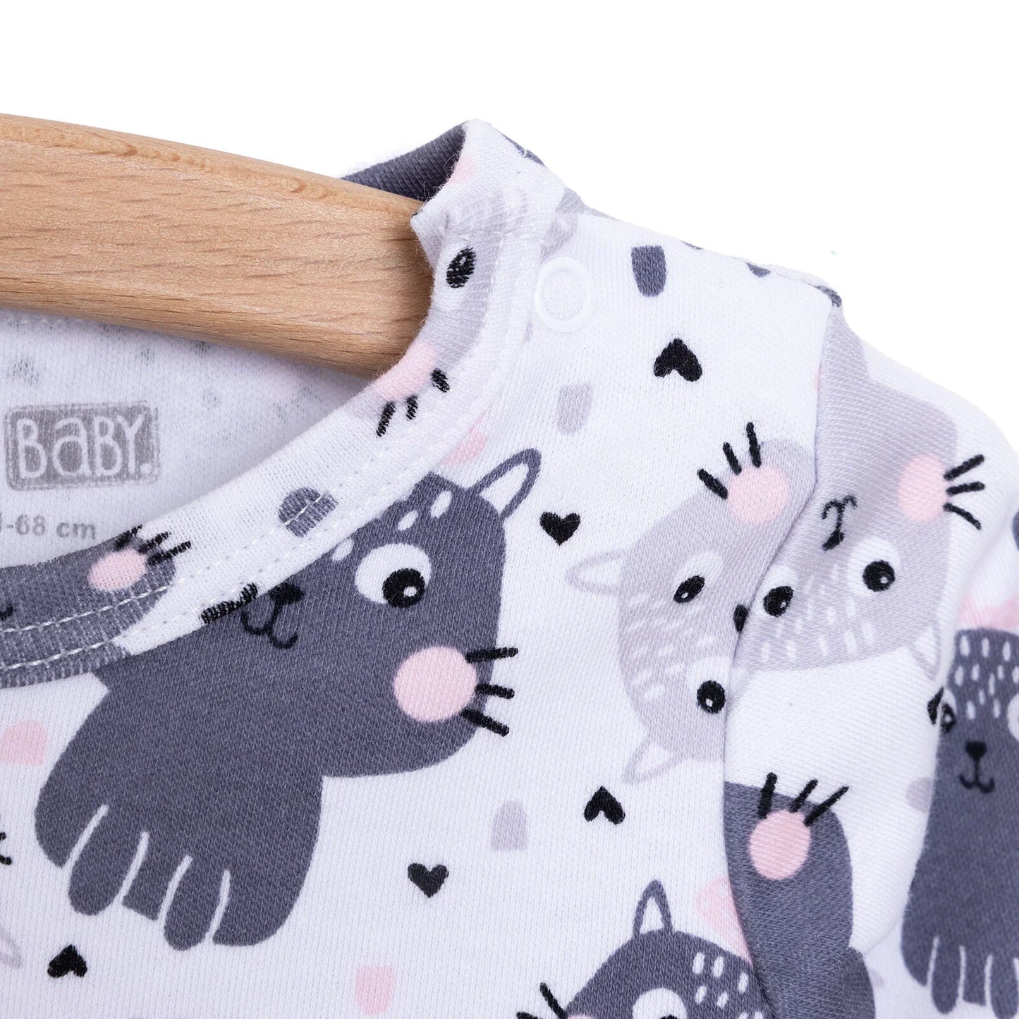 HelloBaby Girl Cat Printed Long Sleeve Bodysuit - White