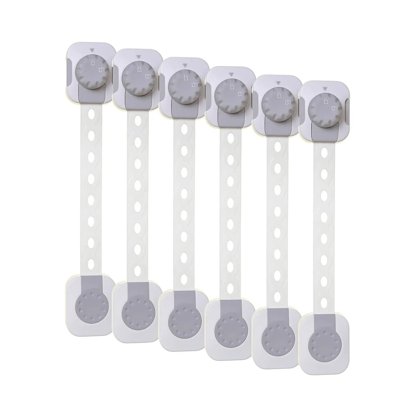 Dreambaby Twist 'N Lock Multi-Purpose Safety Latch Polybag Pack of 6 - White & Grey