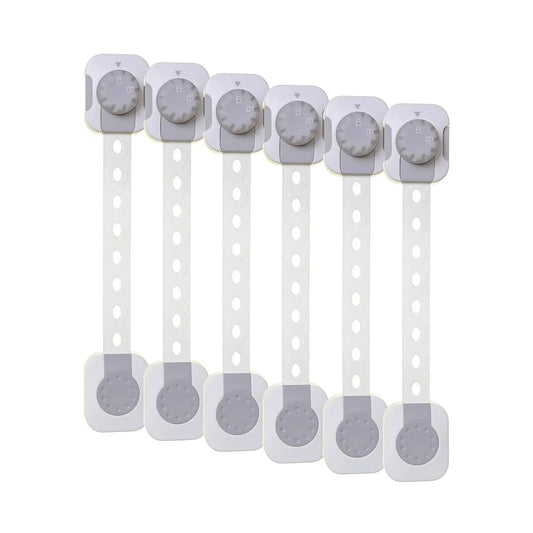 Dreambaby Twist 'N Lock Multi-Purpose Safety Latch Polybag Pack of 6 - White & Grey