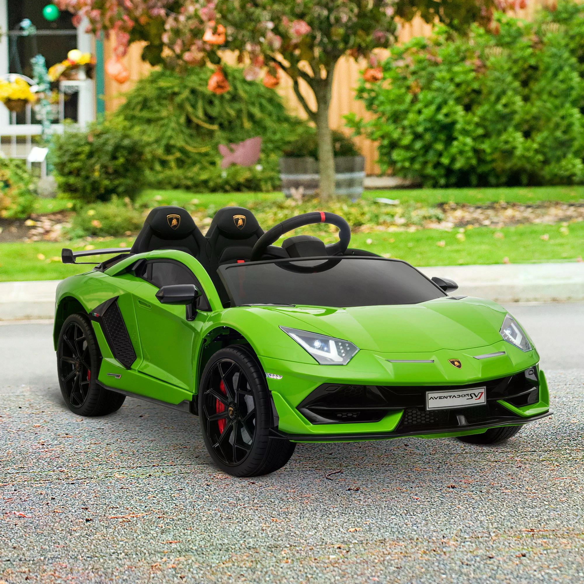 HOMCOM Compatible 12V Battery-powered Kids Electric Ride On Car Lamborghini Aventador Sports Racing Car Toy with Parental Remote Control Music Green-7