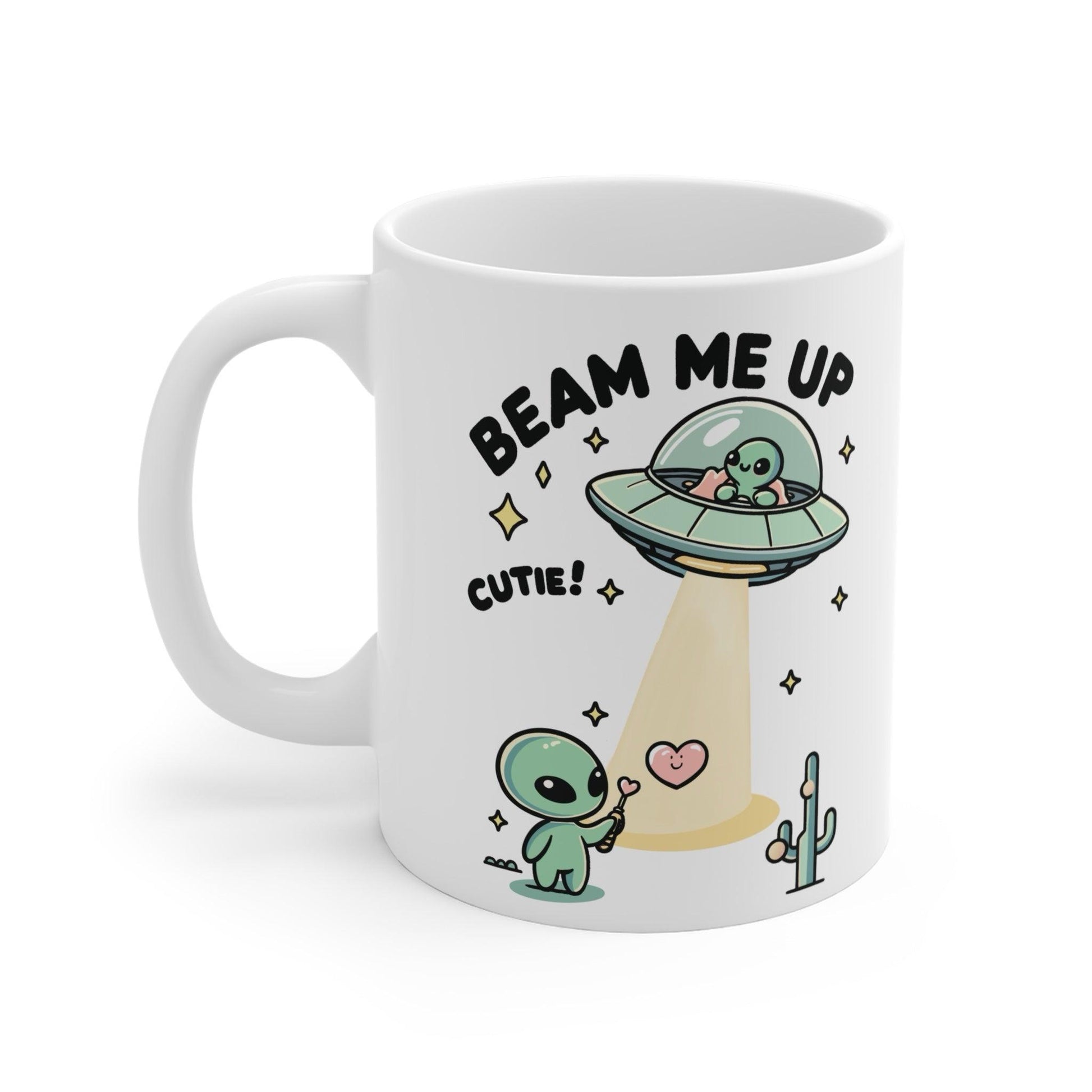 Beam Me Up, Cutie – Funny Alien Coffee Mug - mezetto KEOLIX KEOLIX