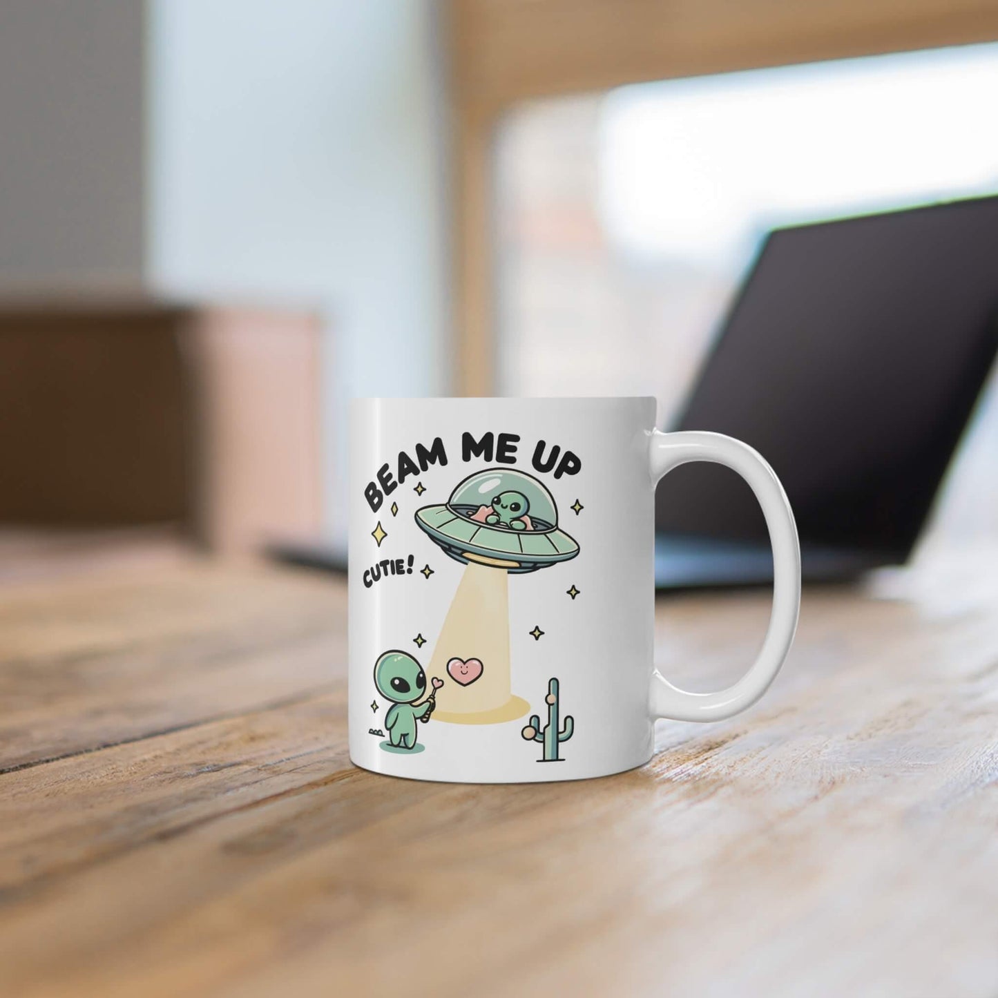 Beam Me Up, Cutie – Funny Alien Coffee Mug - mezetto KEOLIX KEOLIX