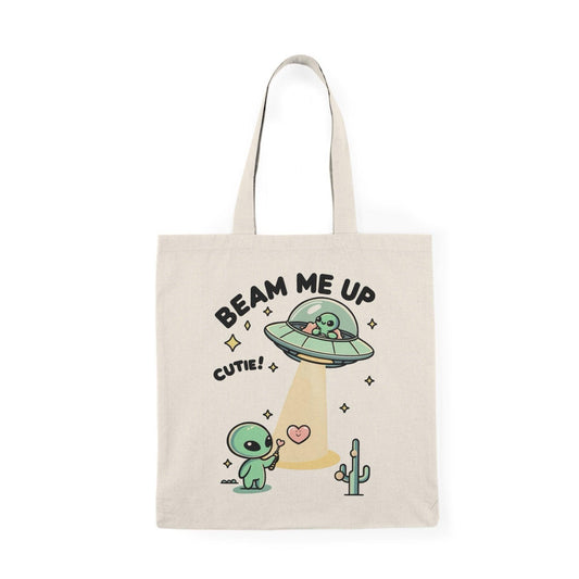 Beam Me Up, Cutie Tote – Alien Design Eco Cotton Bag - mezetto KEOLIX KEOLIX