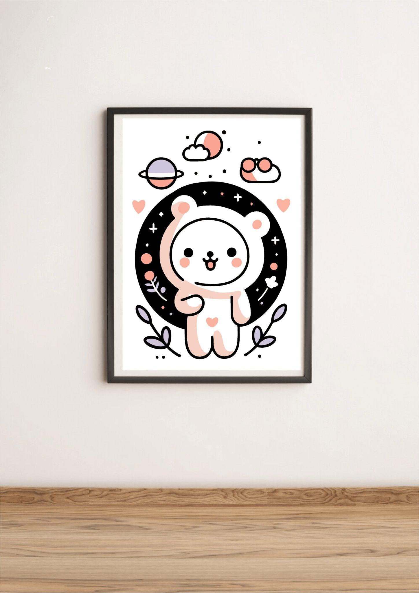 Bear Bliss – Minimalist White Bear Art Print - mezetto KEOLIX KEOLIX
