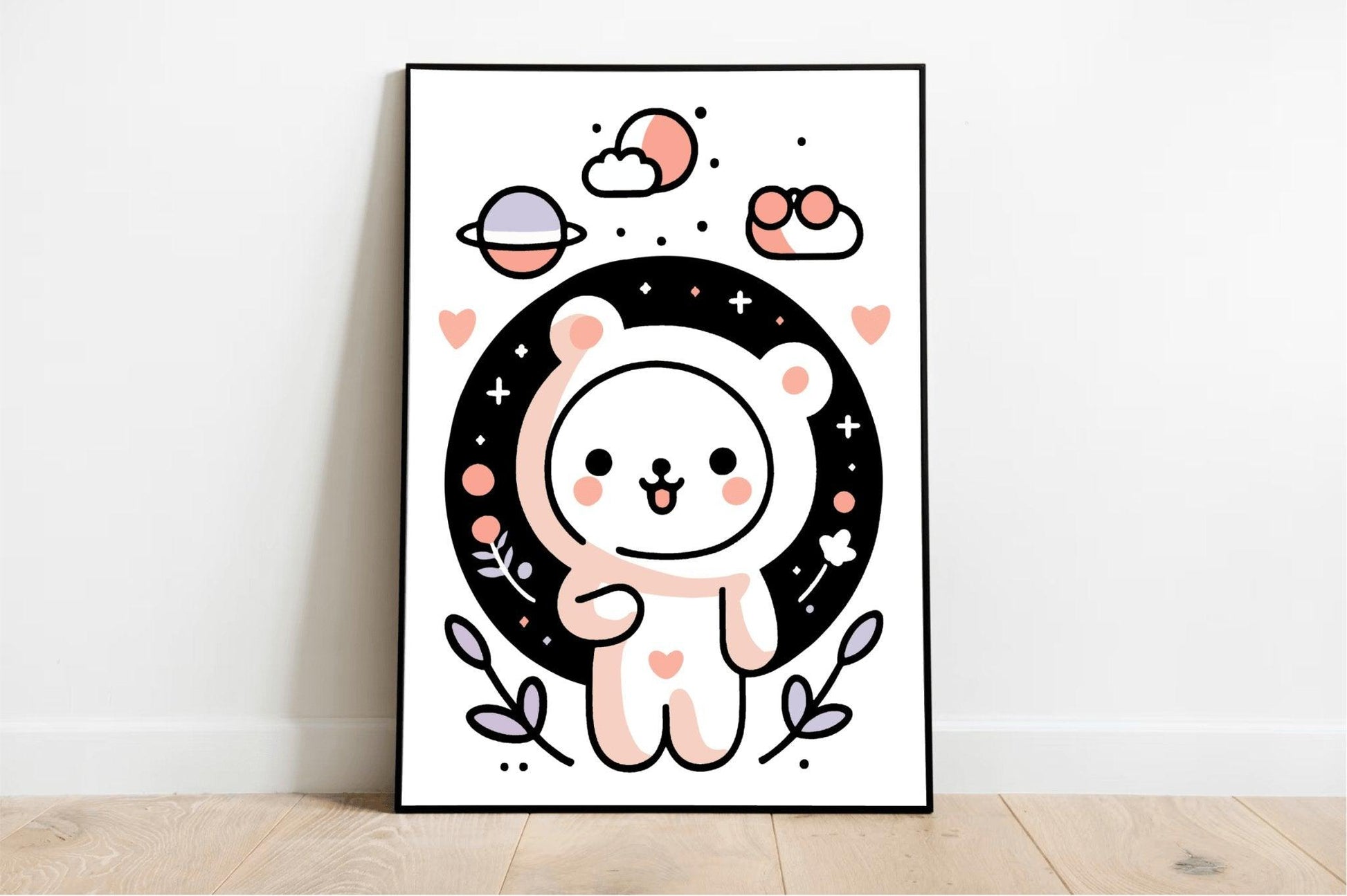 Bear Bliss – Minimalist White Bear Art Print - mezetto KEOLIX KEOLIX