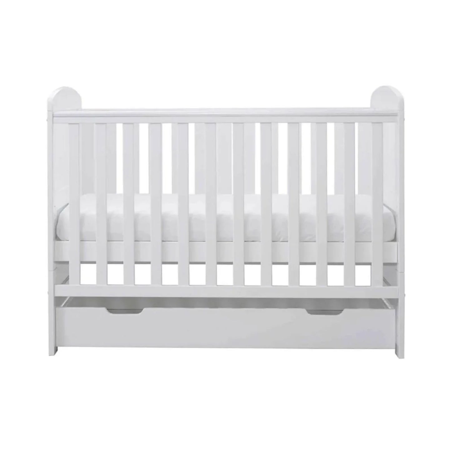 Ickle Bubba Coleby Mini Cot Bed & Under Drawer White - Premium Pocket Sprung Mattress