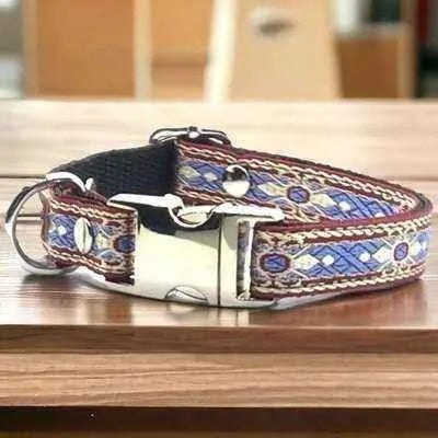 Bespoke Elegance Custom Cotton Pup Collar with Engraved Charm - mezetto