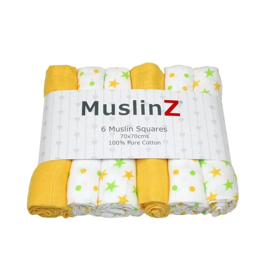 MuslinZ Muslin Squares 70x70cm 6 pcs - Yellow