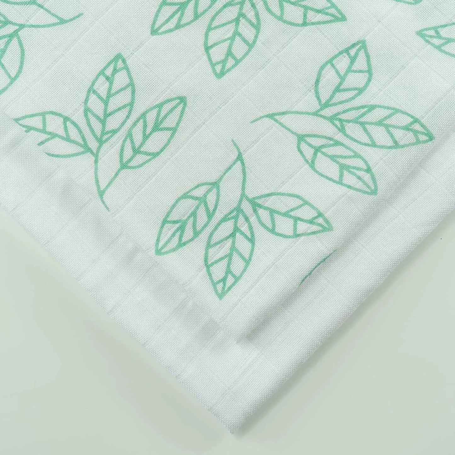 MuslinZ Bamboo/Organic Cotton Muslin Squares 70x70cm Pack of 3 - Aqua Leaf
