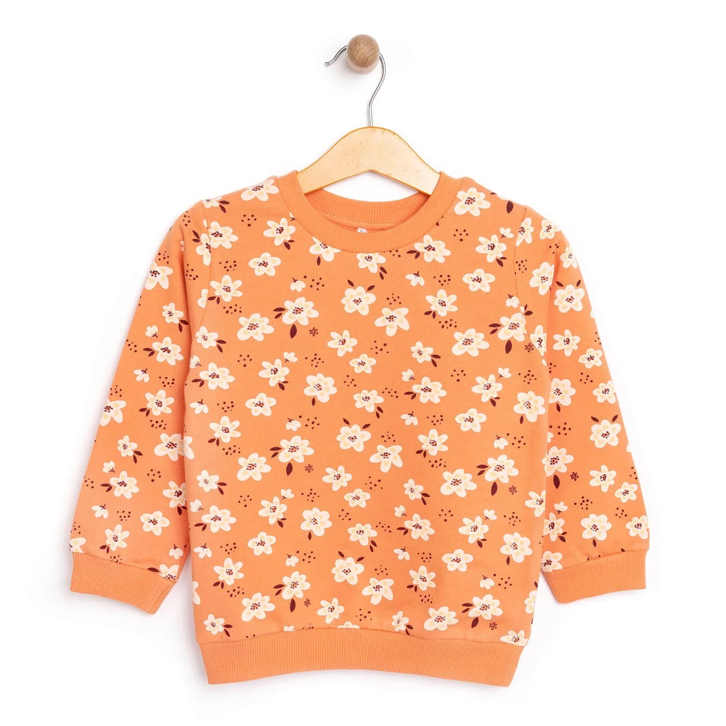 HelloBaby Baby Girl Basic Flower Printed Sweatshirt - Printed