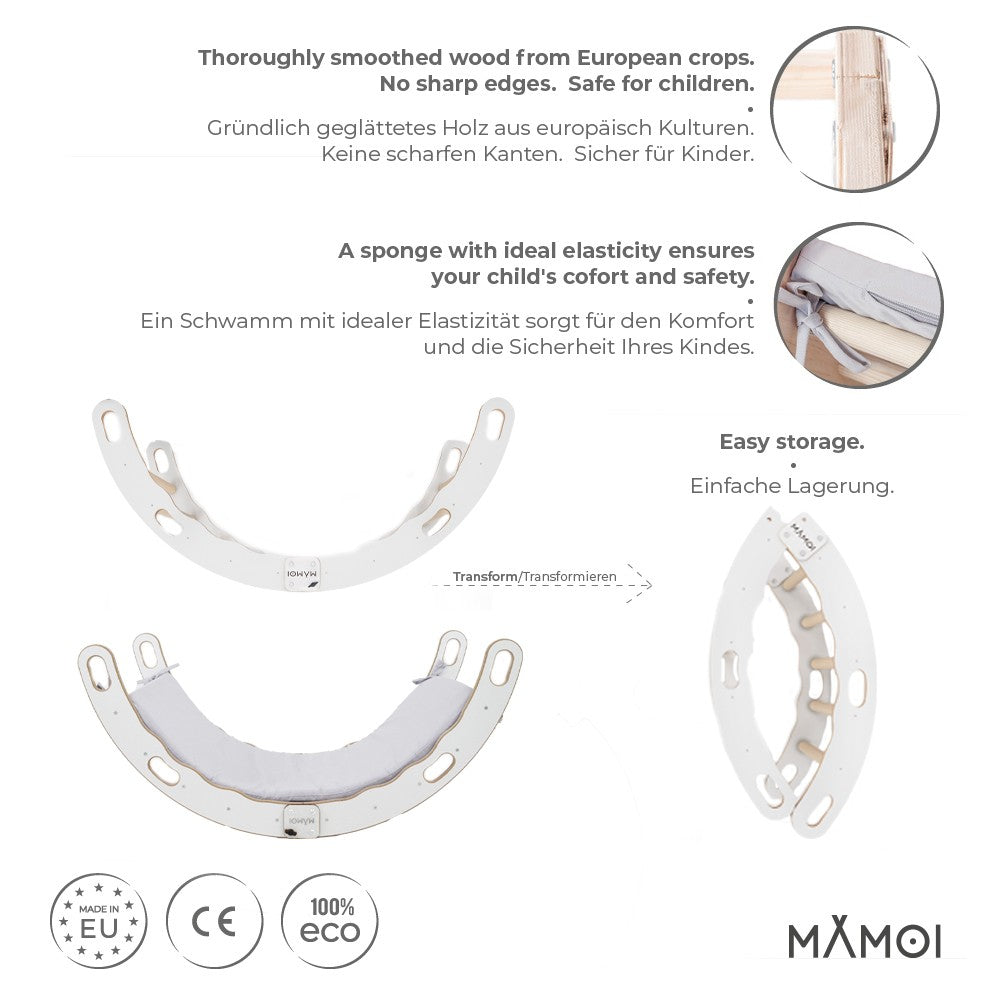 MAMOI® Indoor climbing frame for toddlers, Wooden baby gym, Play gym rocker toys made of wood for toddler, Rockers montessori climbing frame age 1-3-3