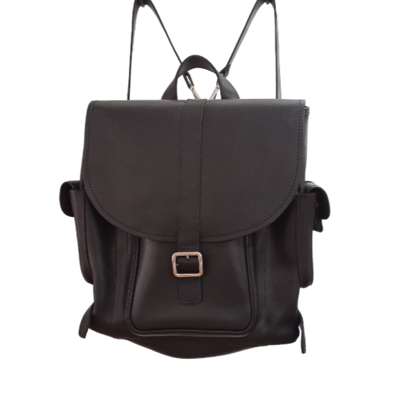 Men's Leather Tannery Backpack - Black-1