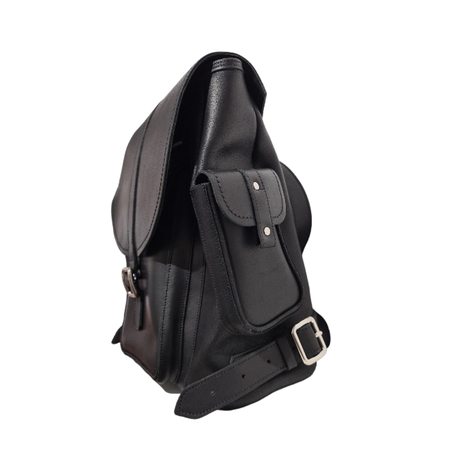 Men's Leather Tannery Backpack - Black-3