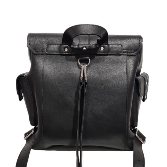 Men's Leather Tannery Backpack - Black-2