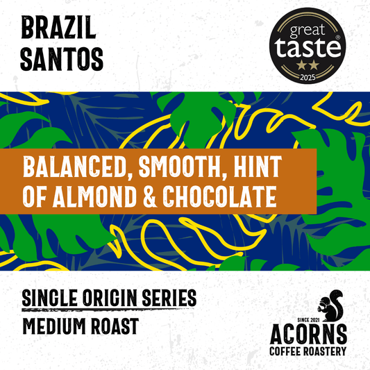 Brazil Santos Medium Roast - mezetto Acorns Coffee & Cake Acorns Coffee & Cake