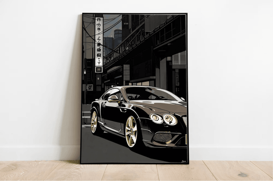British Luxury Car in Tokyo Print | Neon City Wall Art - mezetto KEOLIX KEOLIX
