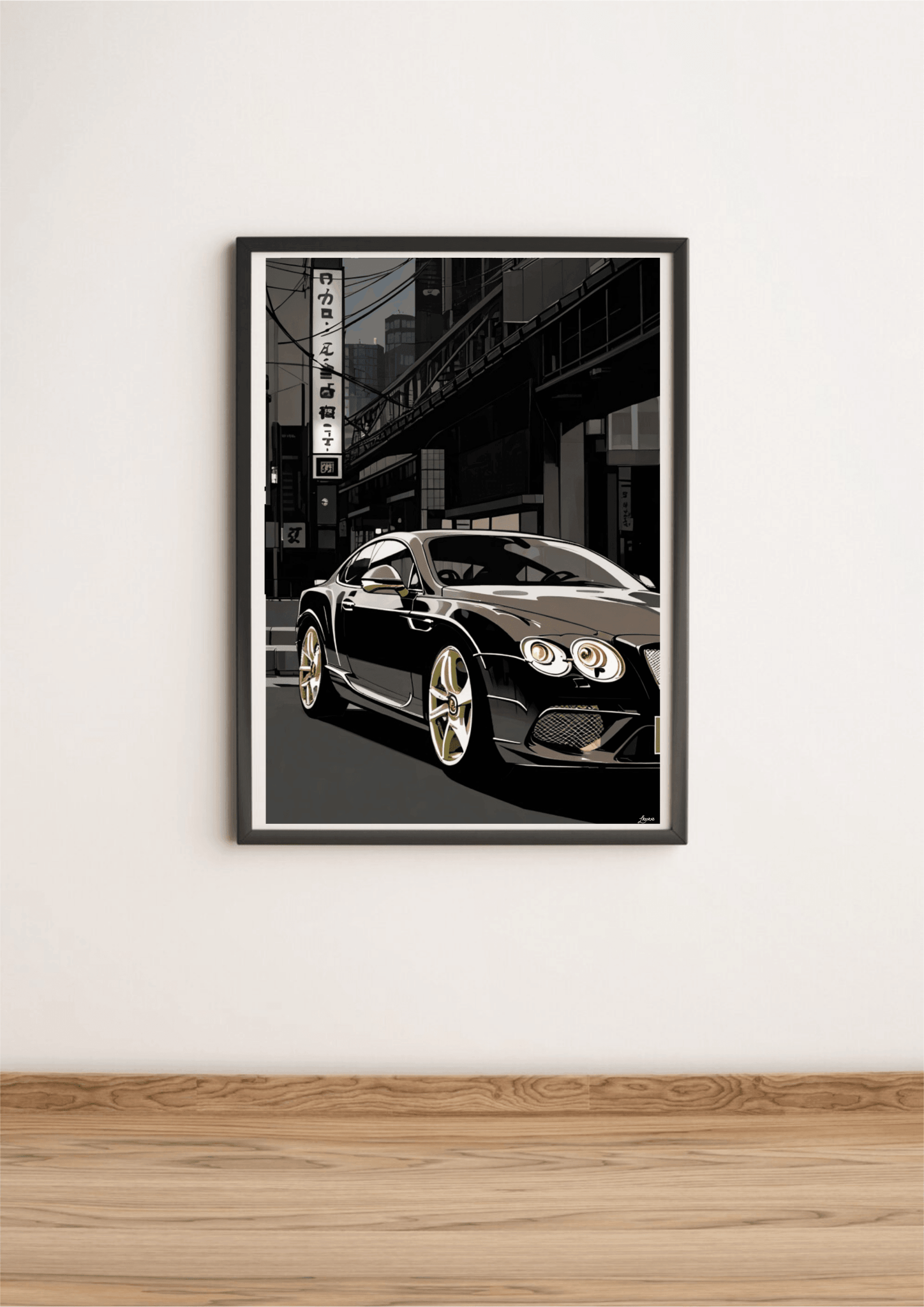 British Luxury Car in Tokyo Print | Neon City Wall Art - mezetto KEOLIX KEOLIX