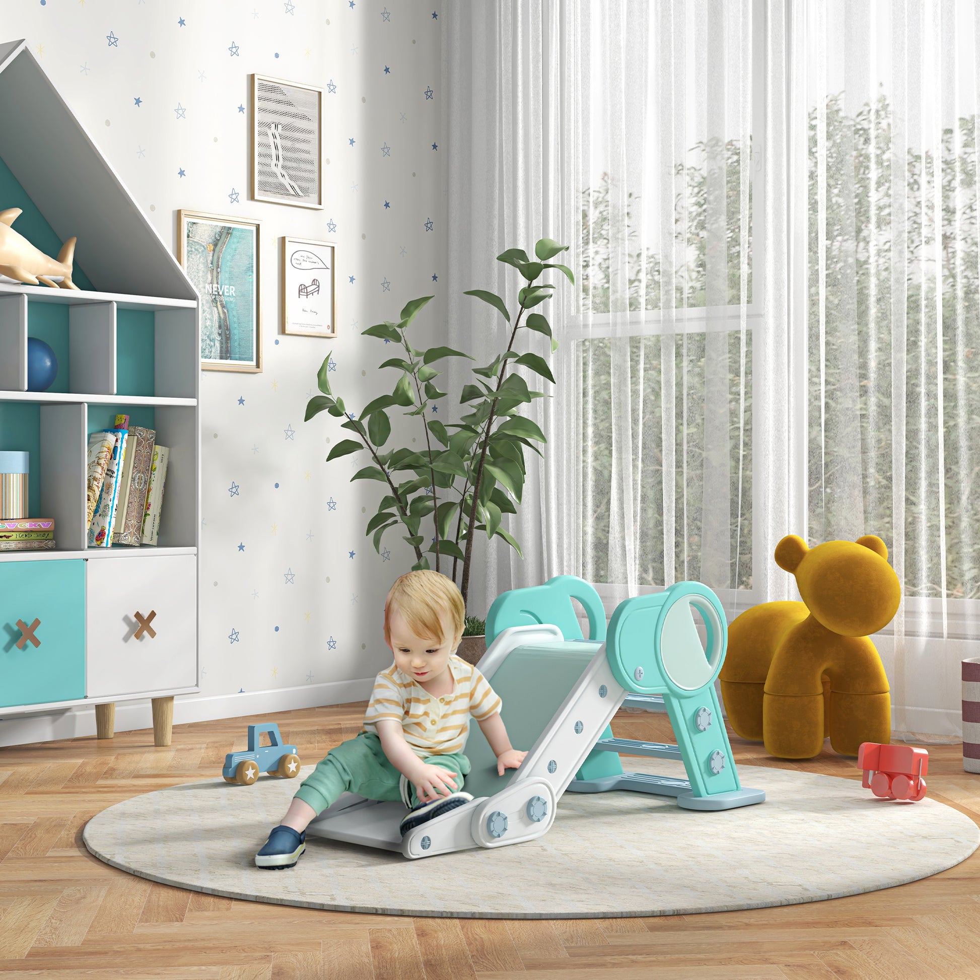 AIYAPLAY Foldable Kids Slide, Freestanding Baby Slide, for Ages 1.5-3 Years-8