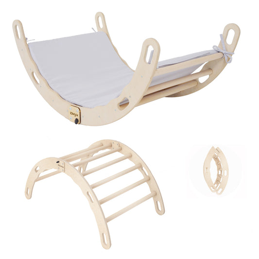 MAMOI® Toddler climbing frame indoor with cushion, Cushion for indoor climbing frame for toddlers, Baby kids climbing dome, Wooden climbing triangle for children from 1/2/3 years-0