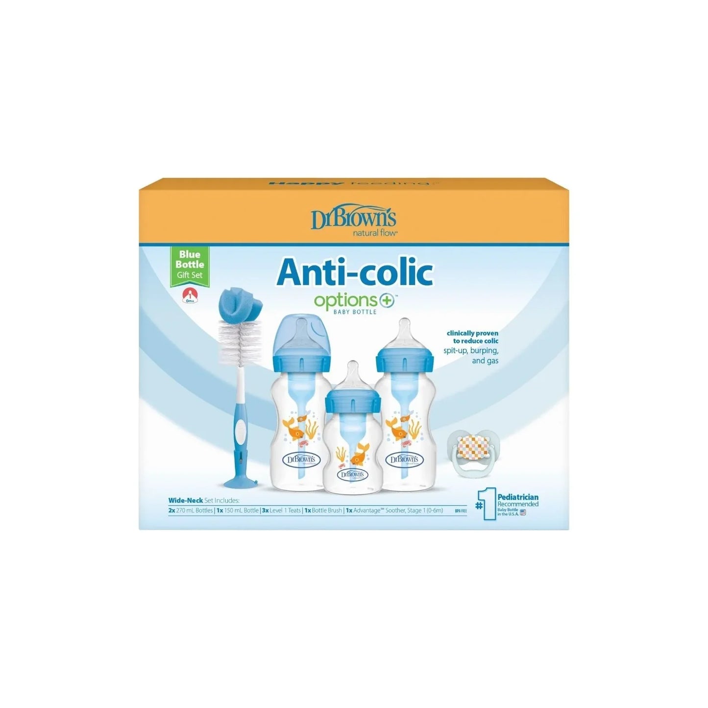 Dr. Brown's Natural Flow Options+ Anti-Colic Baby Bottle Gift Set - Blue