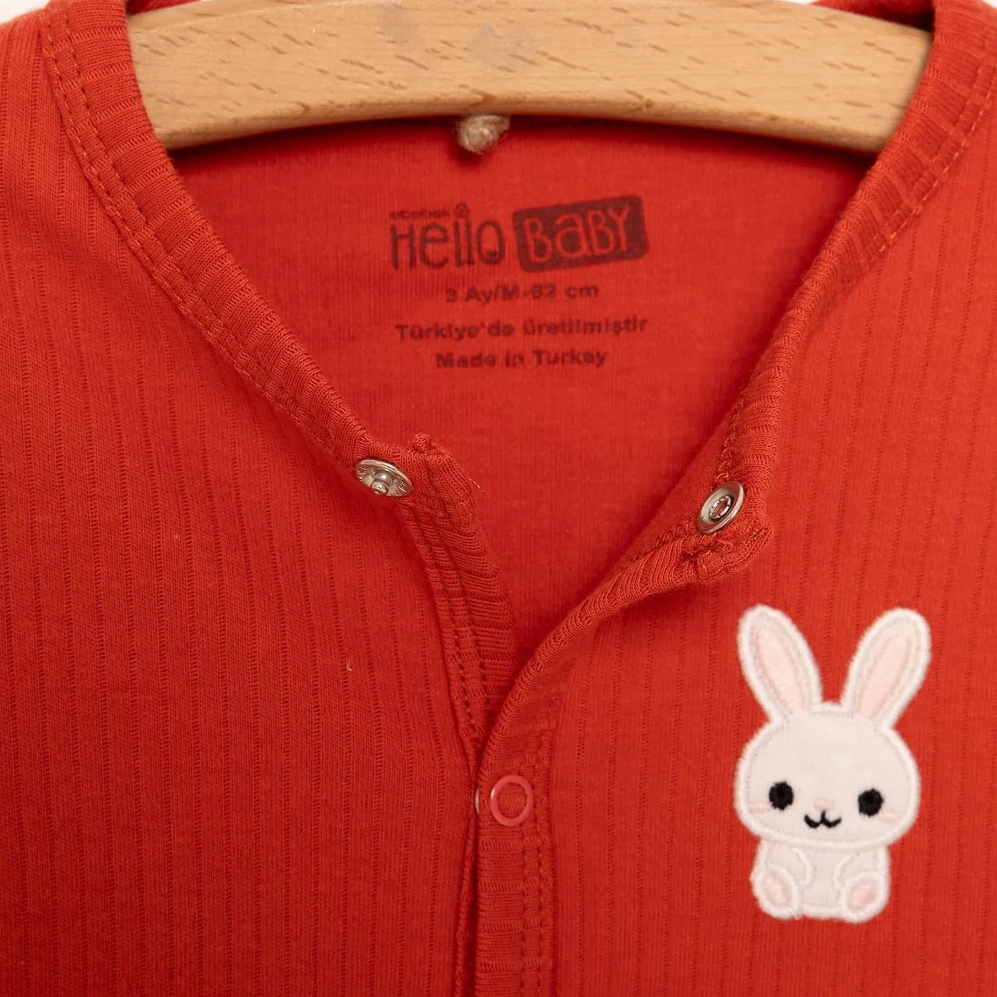 HelloBaby Newborn Girl Footed Jumpsuit - Vermilion