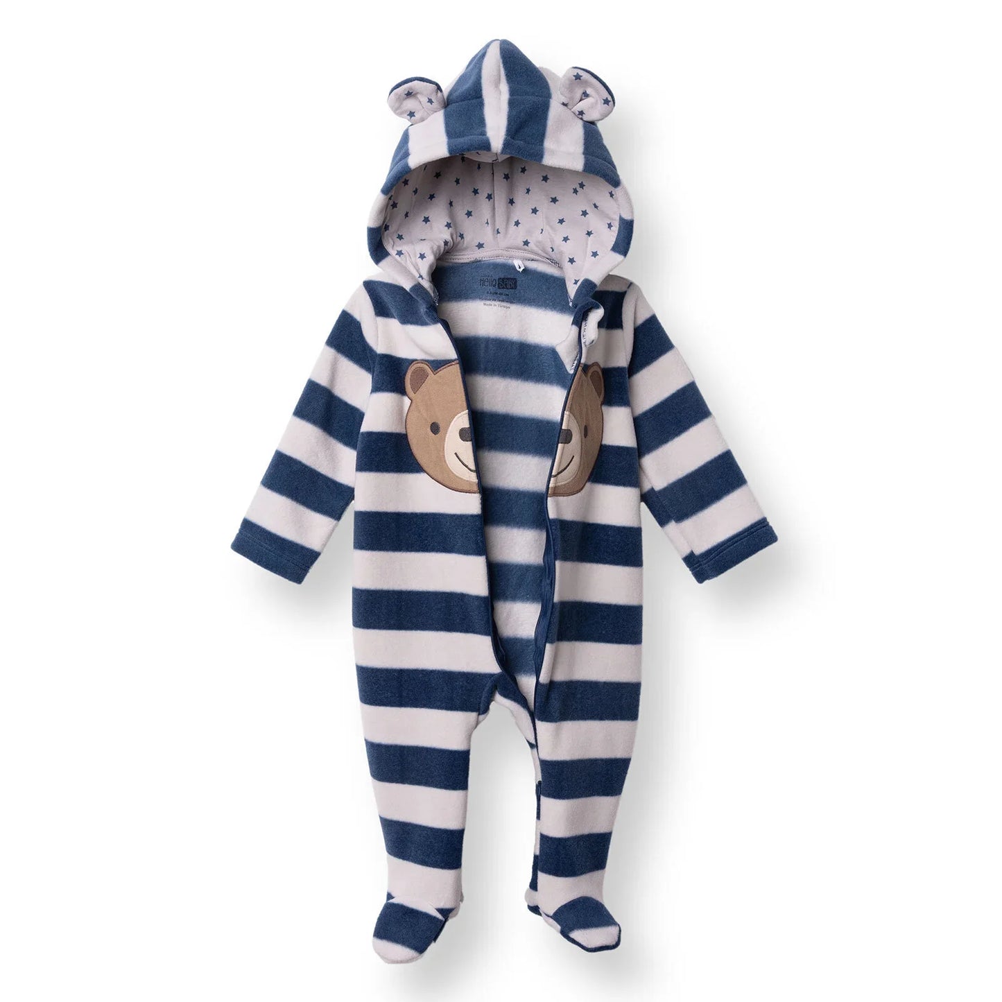 HelloBaby Newborn Polar Footed Jumpsuit - Navy Printed