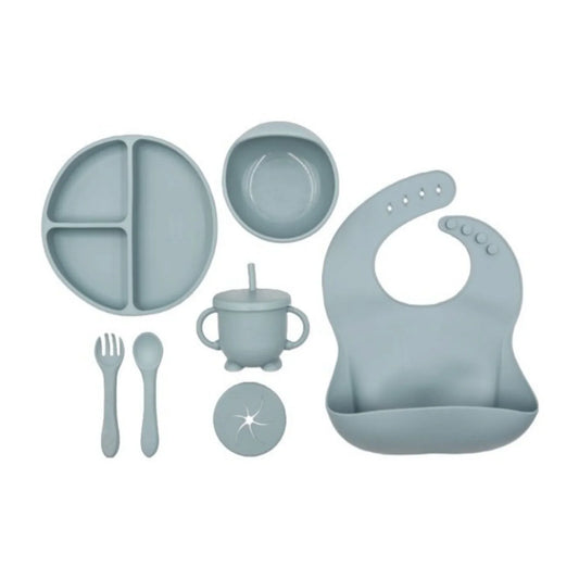 BLW Essentials Silicone Feeding Set - Dusky Blue