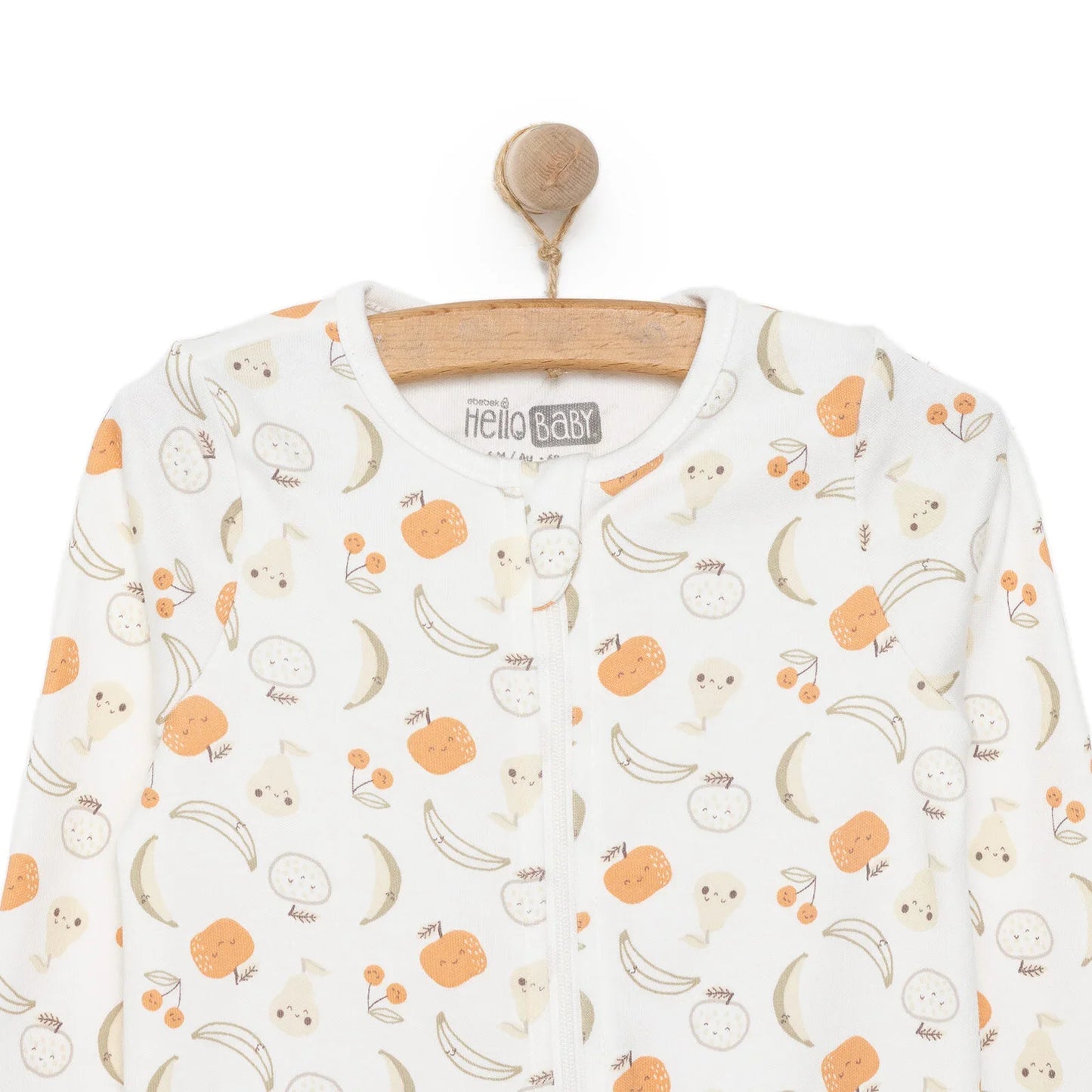 HelloBaby Newborn Girl Organic Footed Jumpsuit - Ecru