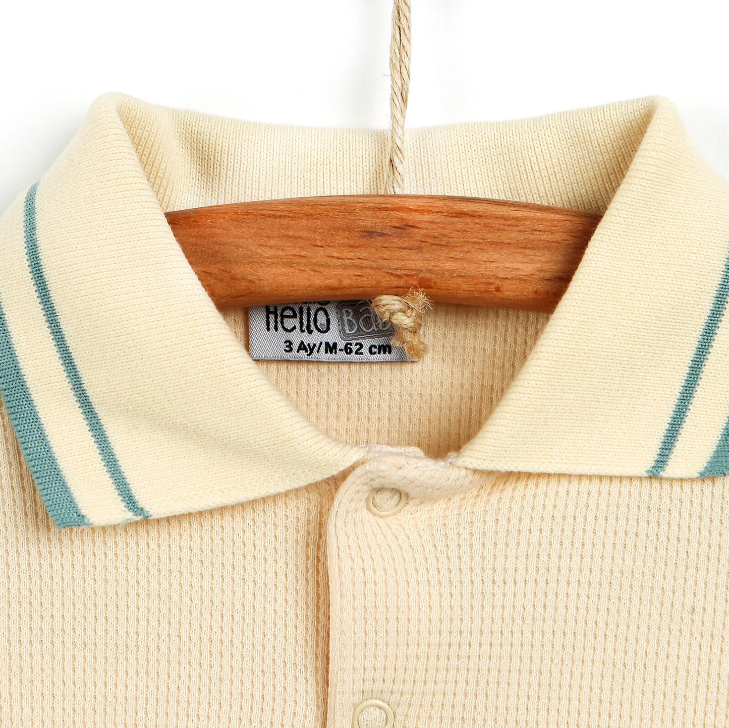 HelloBaby Newborn Polo Collar Romper - Ecru