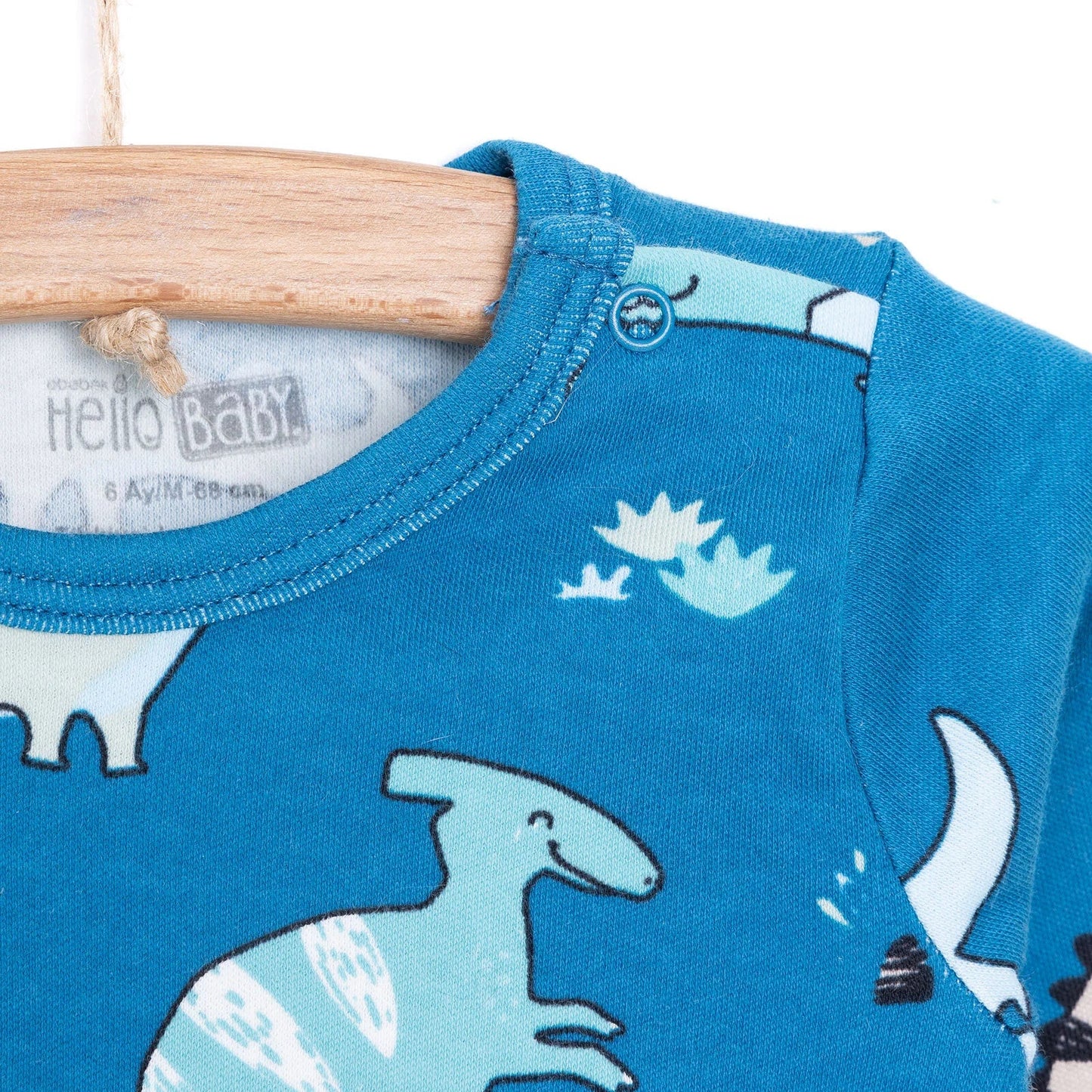 HelloBaby Boy Dino Printed Long Sleeve Bodysuit - Blue