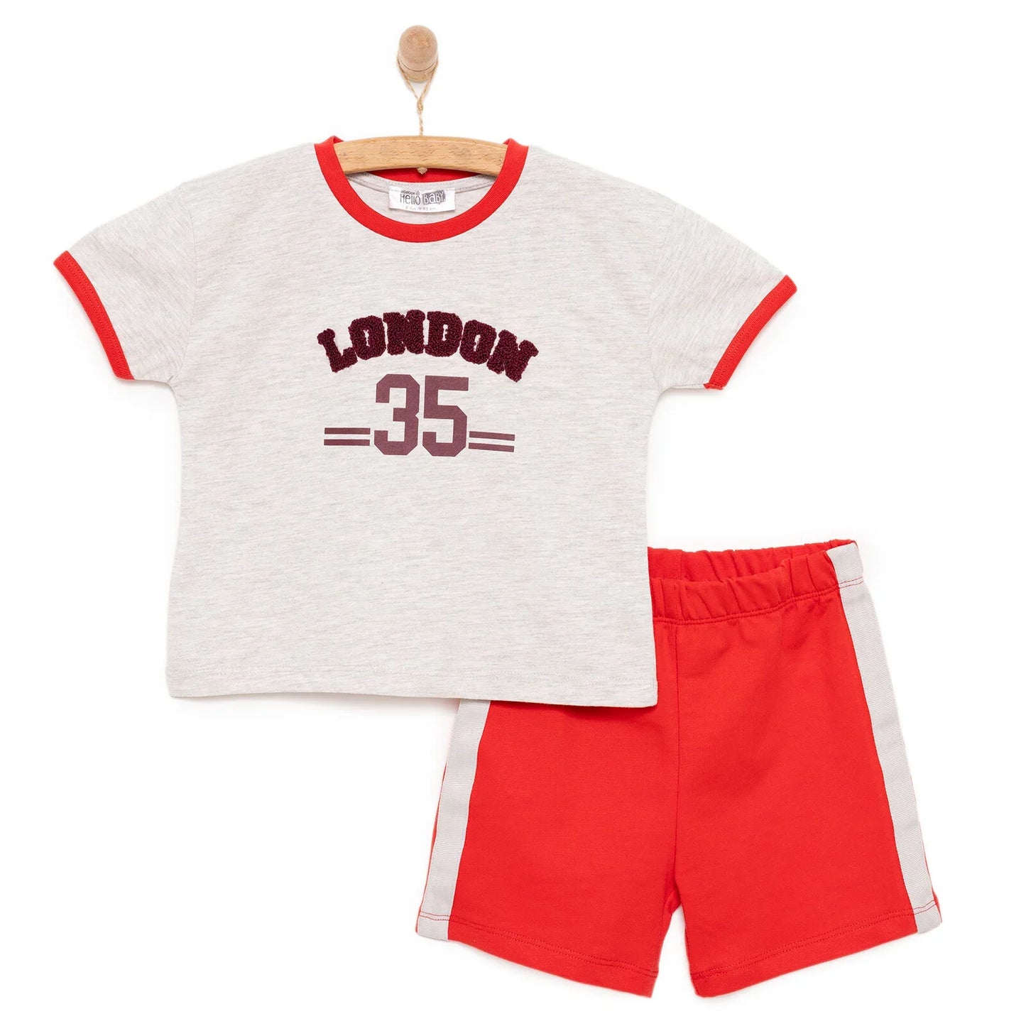 HelloBaby Motto Boy T-shirt & Short - Grey Melange