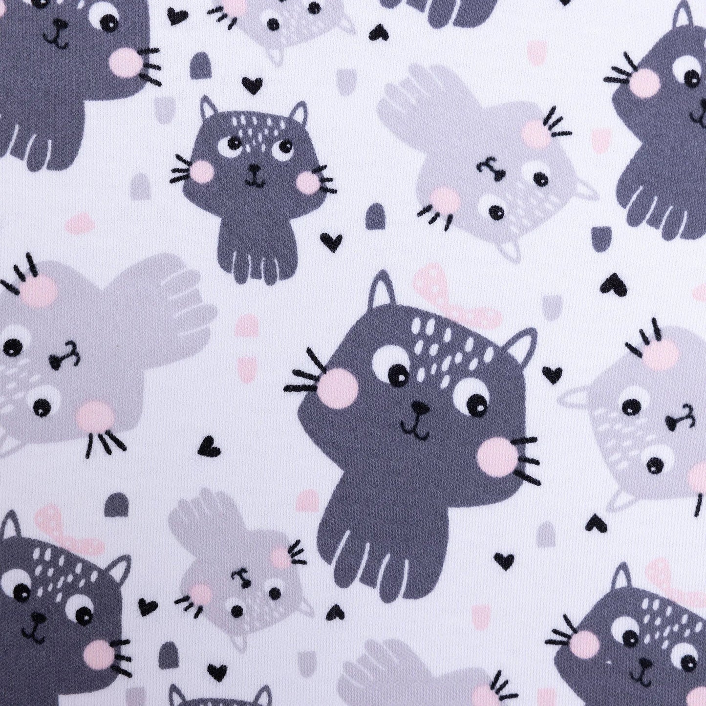 HelloBaby Girl Cat Printed Long Sleeve Bodysuit - White