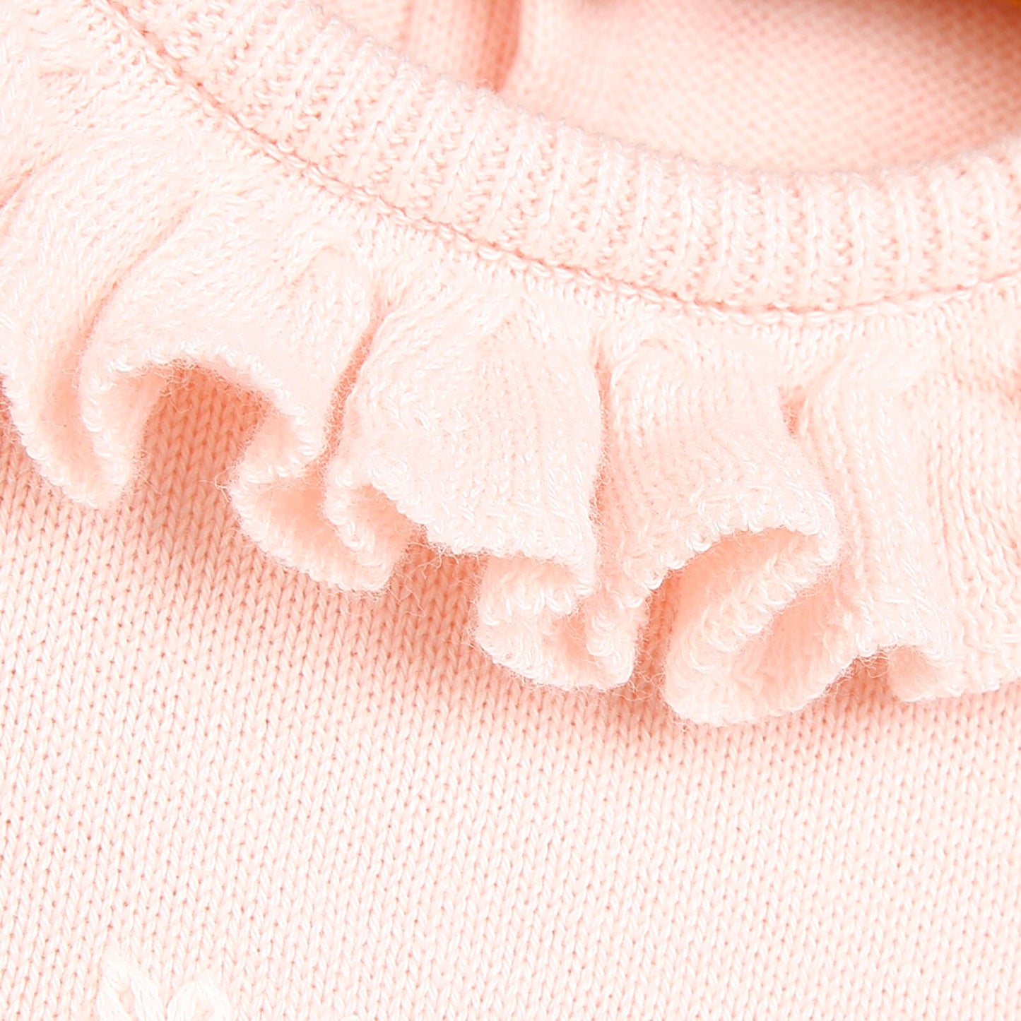 HelloBaby Newborn Knit Ruffled Jumpsuit - Salmon