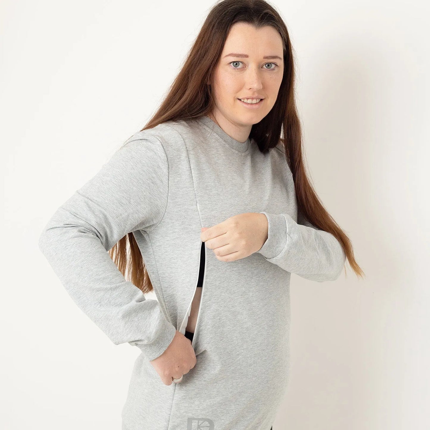 Latched Nursing Crew Sweatshirt - Grey