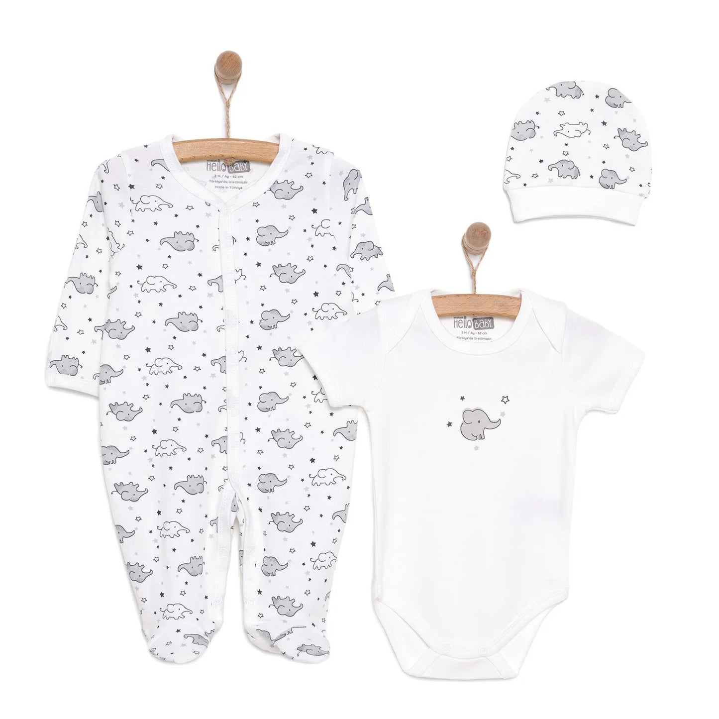 HelloBaby Newborn Baby Cute Elephant Jumpsuit - Ecru