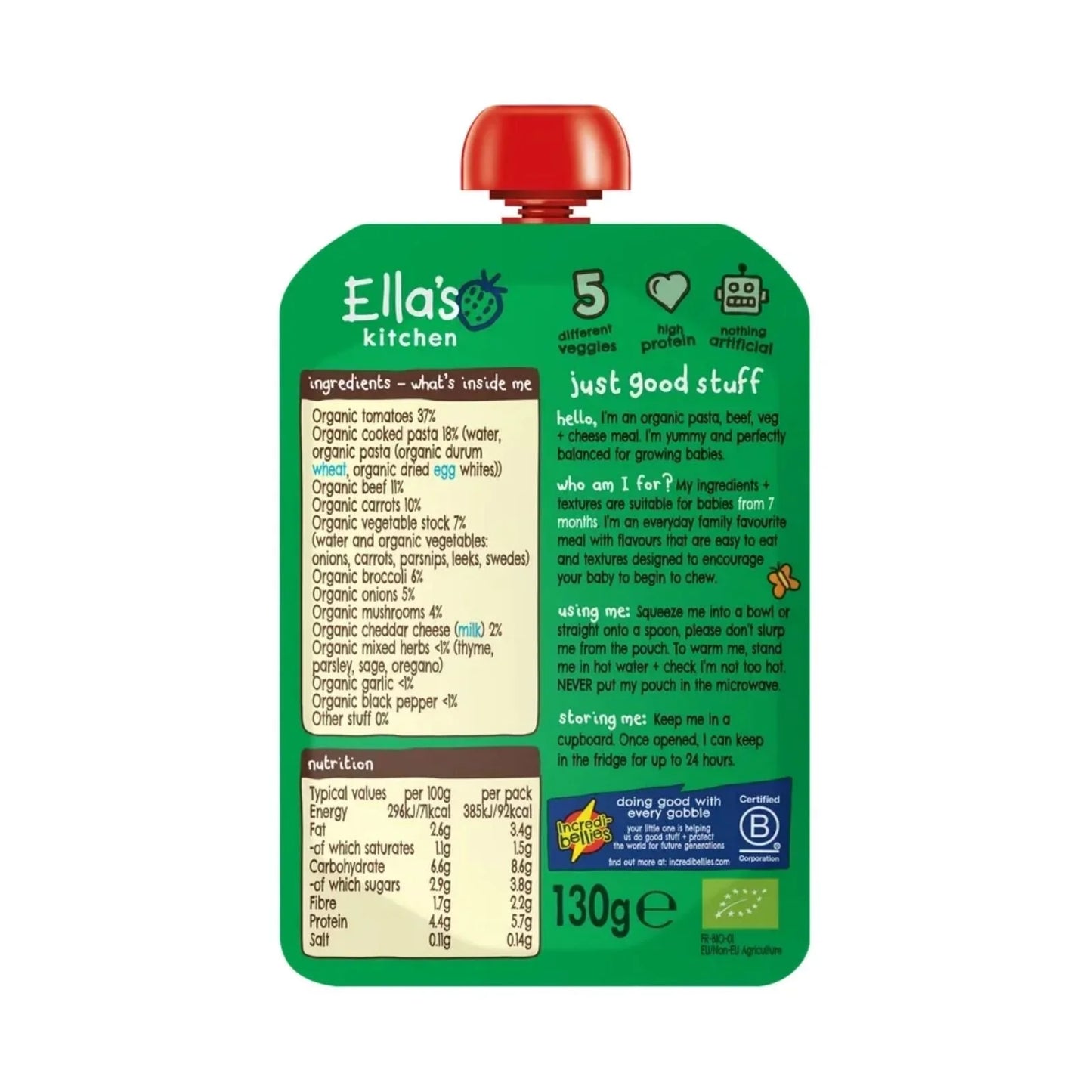 Ella's Kitchen Spaghetti Bolognese with Cheese 7+ months 130g