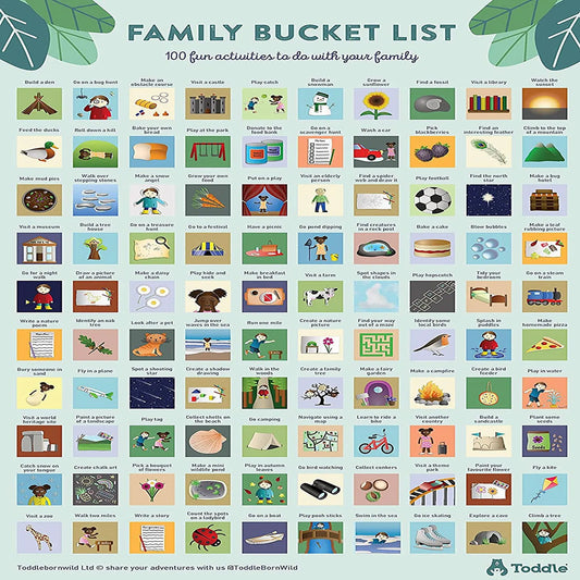 Toddle born Wild A3 100 Activity Bucket List Poster