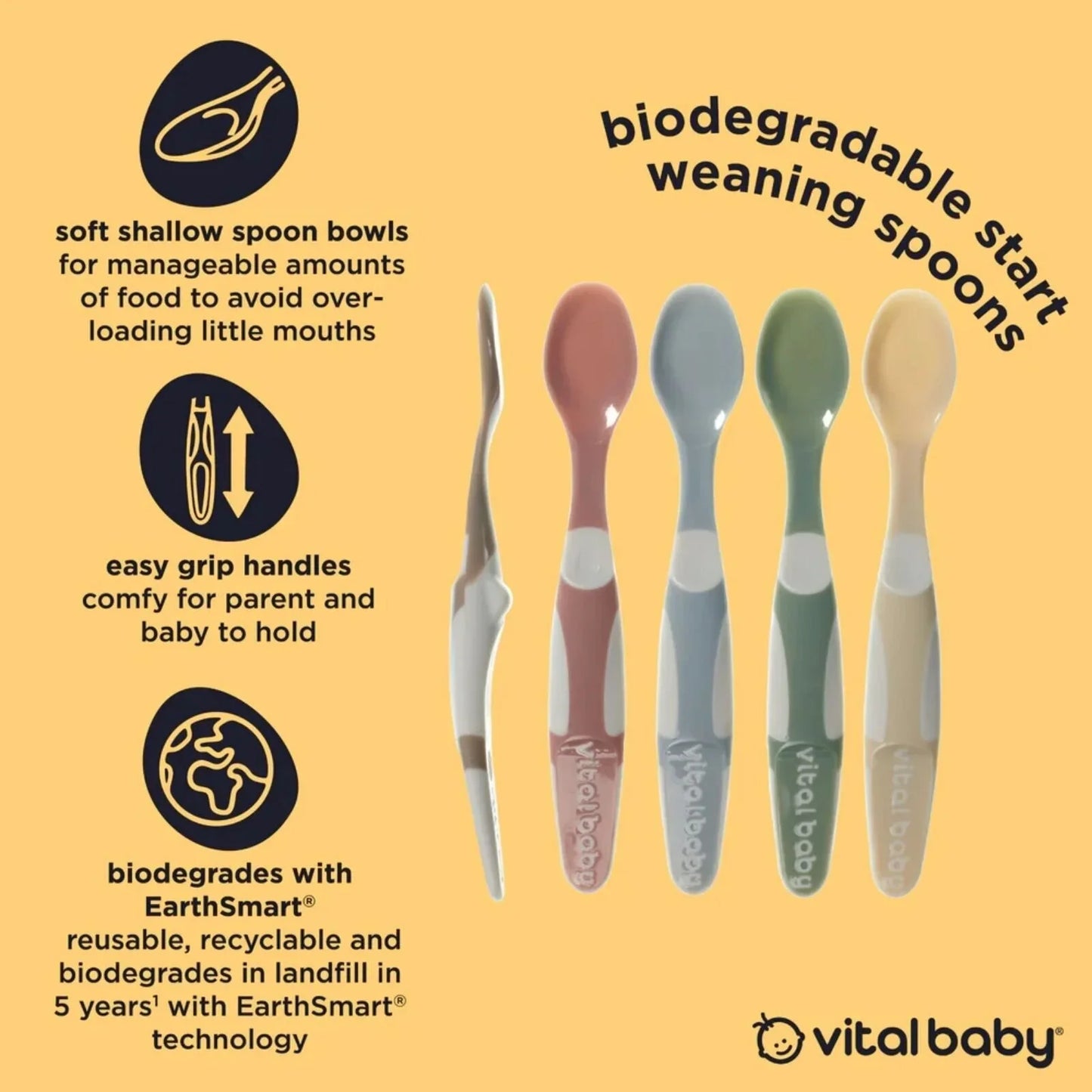 Vital Baby Nourish Start Weaning Spoons Natural Pack of 5