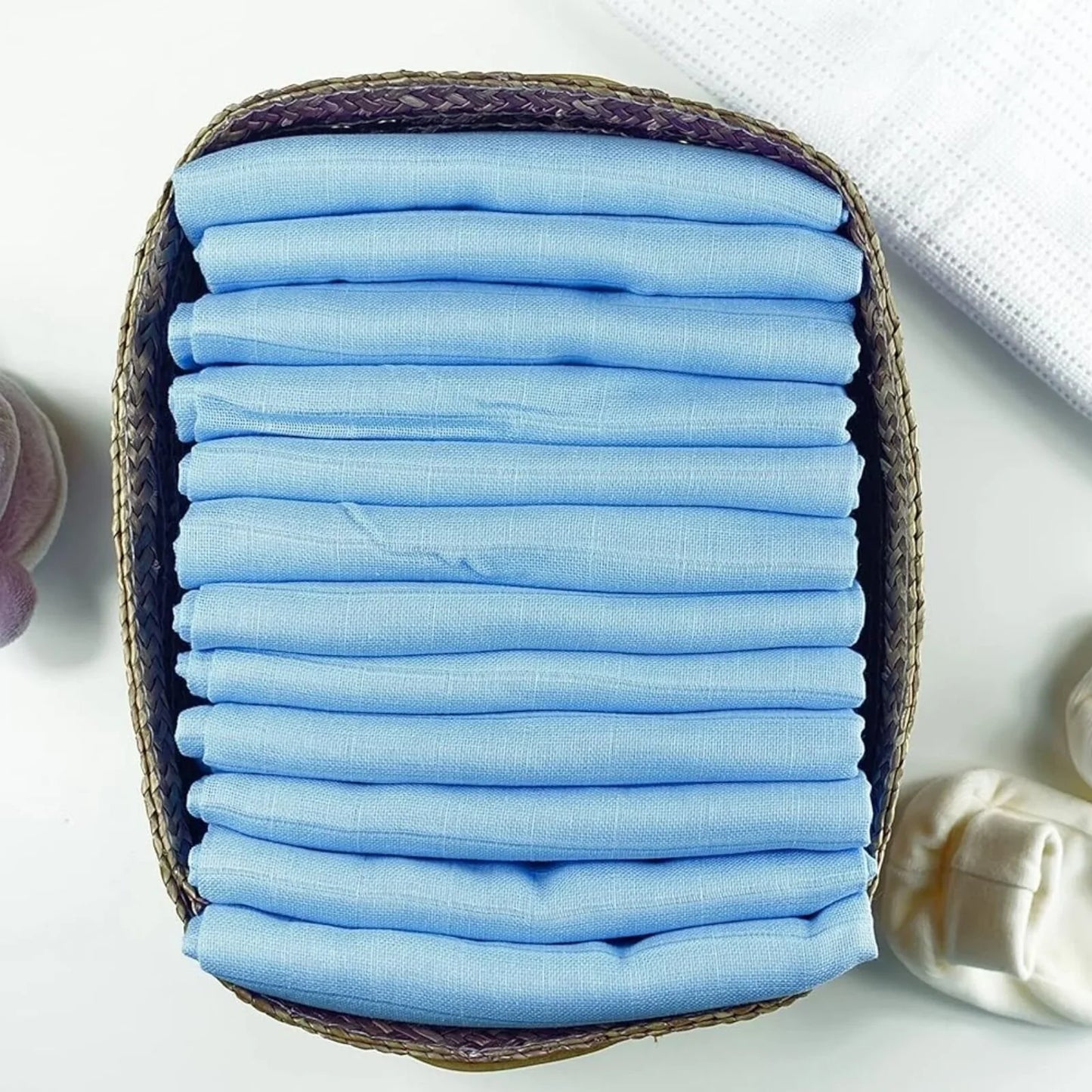 MuslinZ 12 Pack Muslin Squares 70x70cm - Blue